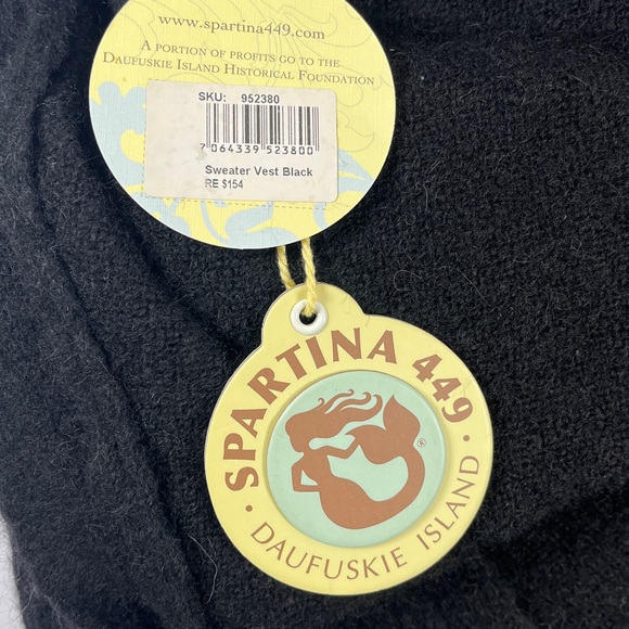 Spartina 449 Alpaca Blend Black Sleeveless Cardigan Vest Sz S - Picture 9 of 9